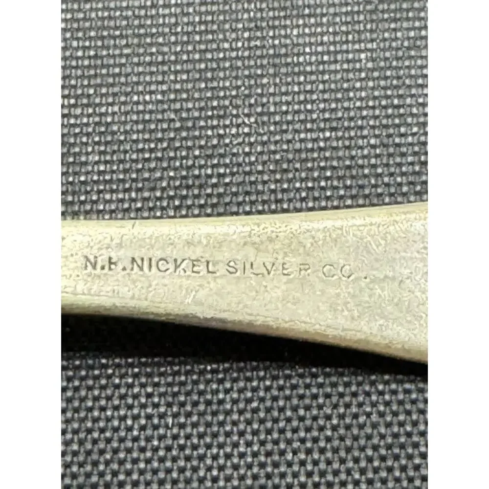 Antique NF Nickel Silver Co Julep Strainer Bon Bon Nut Spoon Scalloped Shell 4
